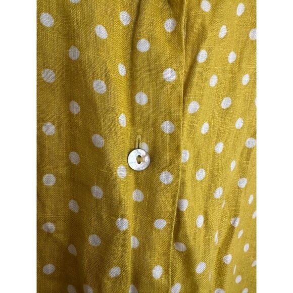 Rachel Roy 100% Linen Yellow Polka Dot Button Down Top Women's Medium - Picture 6 of 7